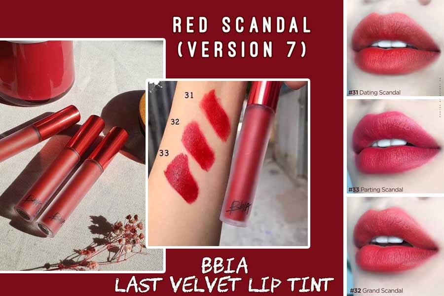 Bảng màu Bbia Last Velvet Lip Tint Version 7 Red Scandal