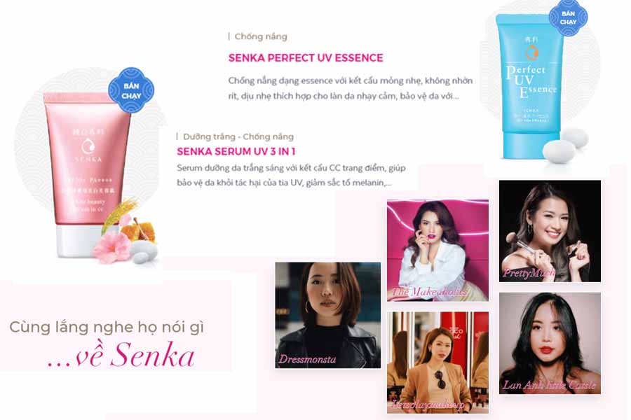 Kem chống nắng Senka được nhiều beauty blogger review rất tốt