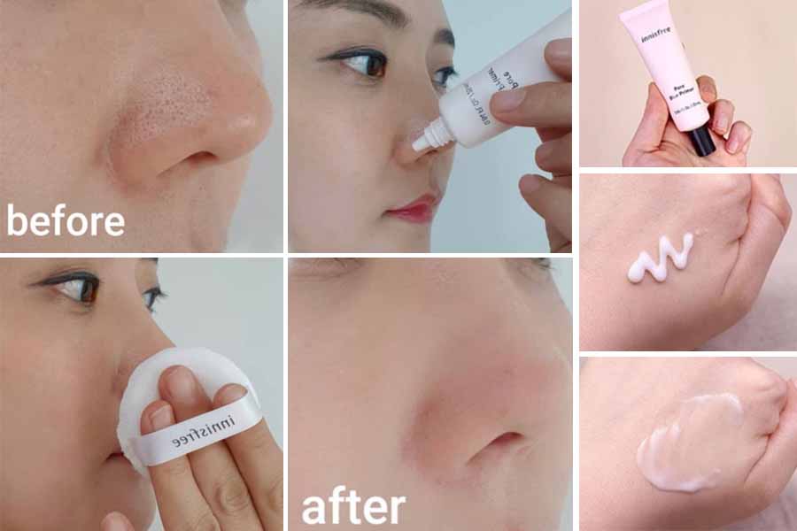 Review kem lót innisfree pore blur primer khi test trên da mặt